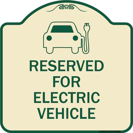 Signmission Reserved for Electric Vehicle W/ Graphic Heavy-Gauge Aluminum Sign, 18" x 18", TG-1818-23209 A-DES-TG-1818-23209
